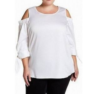 Como Vintage White Cold-Shoulder Top Size 3X